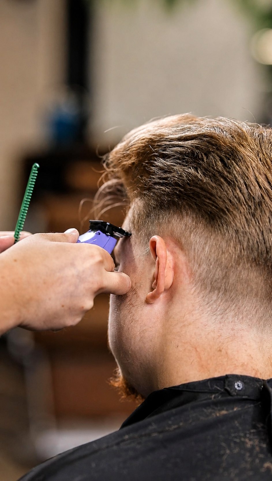 Finition d'une coupe à la tondeuse